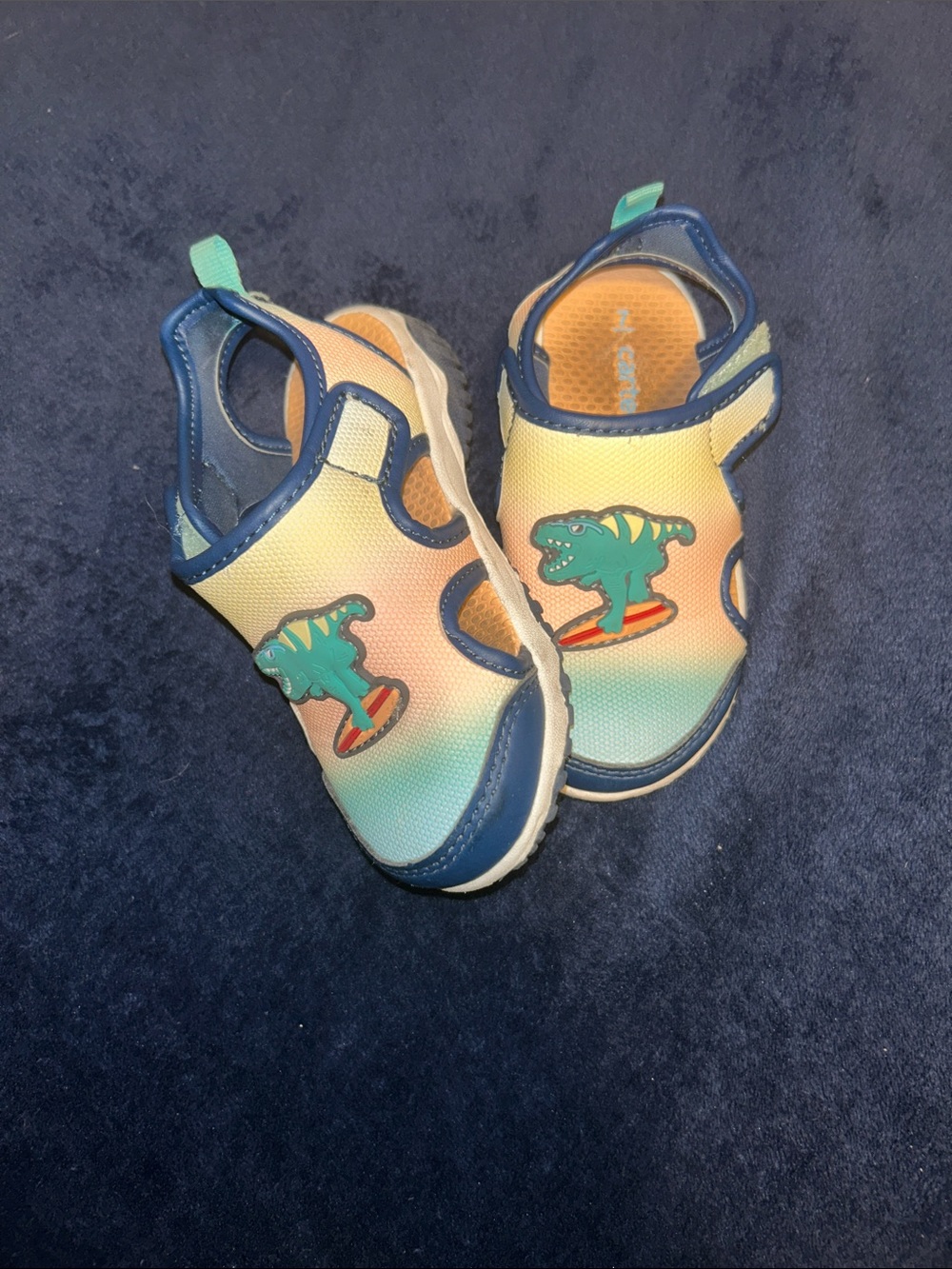 Carter's Boys Gradient Dino Water Sandals - Blue, Yellow, Green